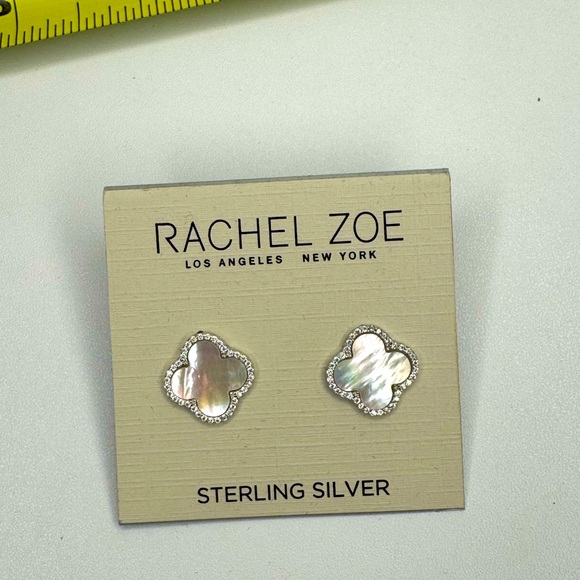 Rachel Zoe Clover Earrings Sterling Silver Zirconia - Picture 1 of 3